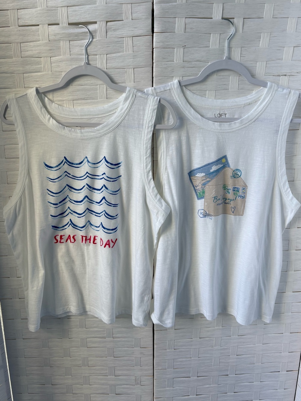LOFT Size L Bundle Sleeveless Graphic Tank New Cotton Cruise Casual Lightweight